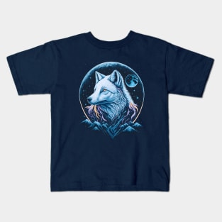 White Arctic Fox at Night Time Kids T-Shirt